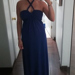 Blue halter neck maxi dress